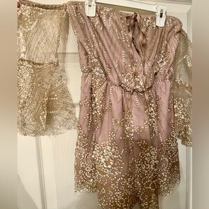 Hello Molly Shimmer Off the Shoulder Romper